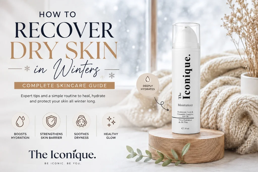 How to Recover Dry Skin in Winter Complete Skincare Guide featuring The Iconique Moisturizer with Hyaluronic Acid and Ceramide Complex SPF 30