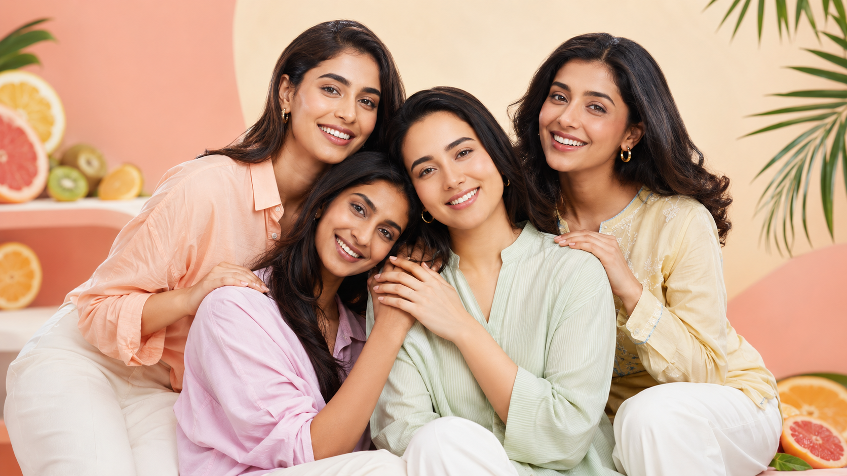 Four smiling women together in The Iconique community