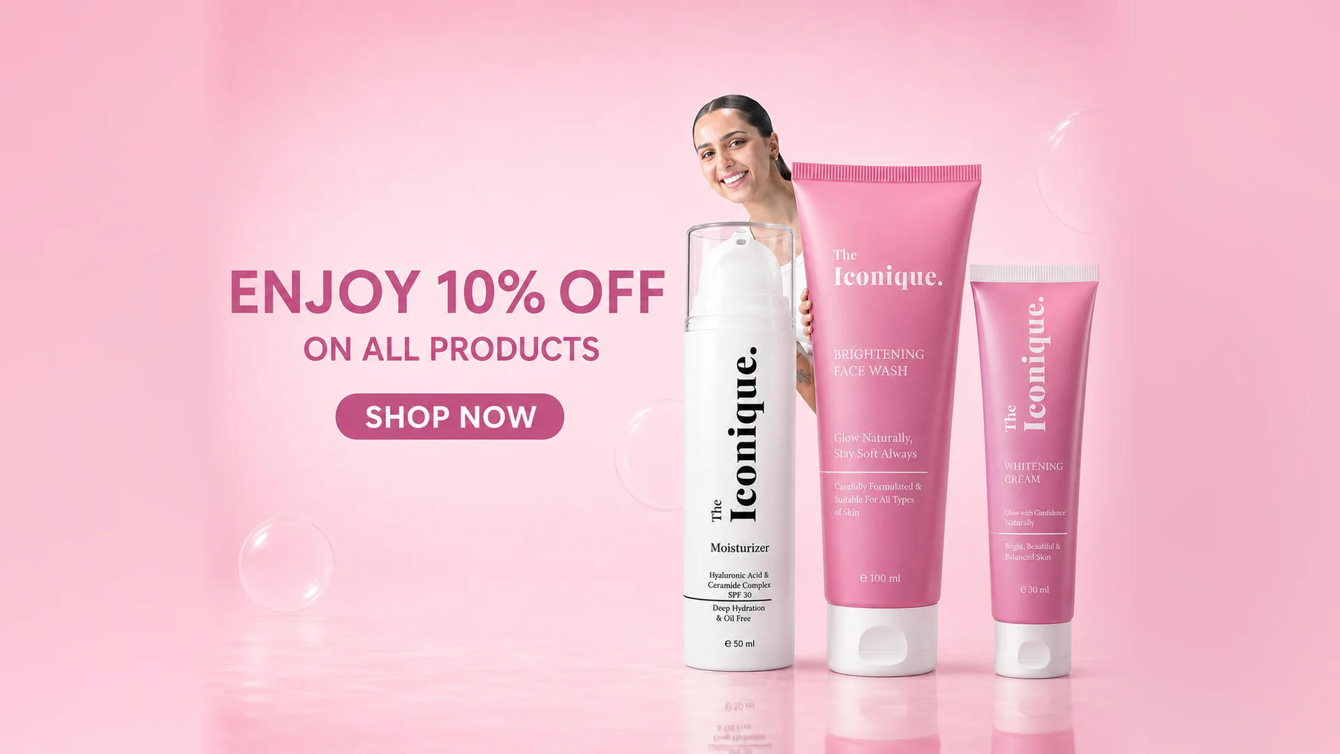 The Iconique premium cosmetic products hero banner